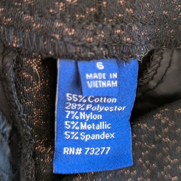 Apt. 9 BRYNN Shimmer Straight leg Pants - Size 6 Black/Copper - Picture 2 of 10